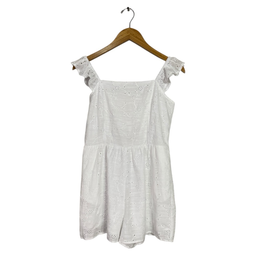 NWT Thread & Supply Kourtney Flutter Sleeve Romper in White Womens Medium
